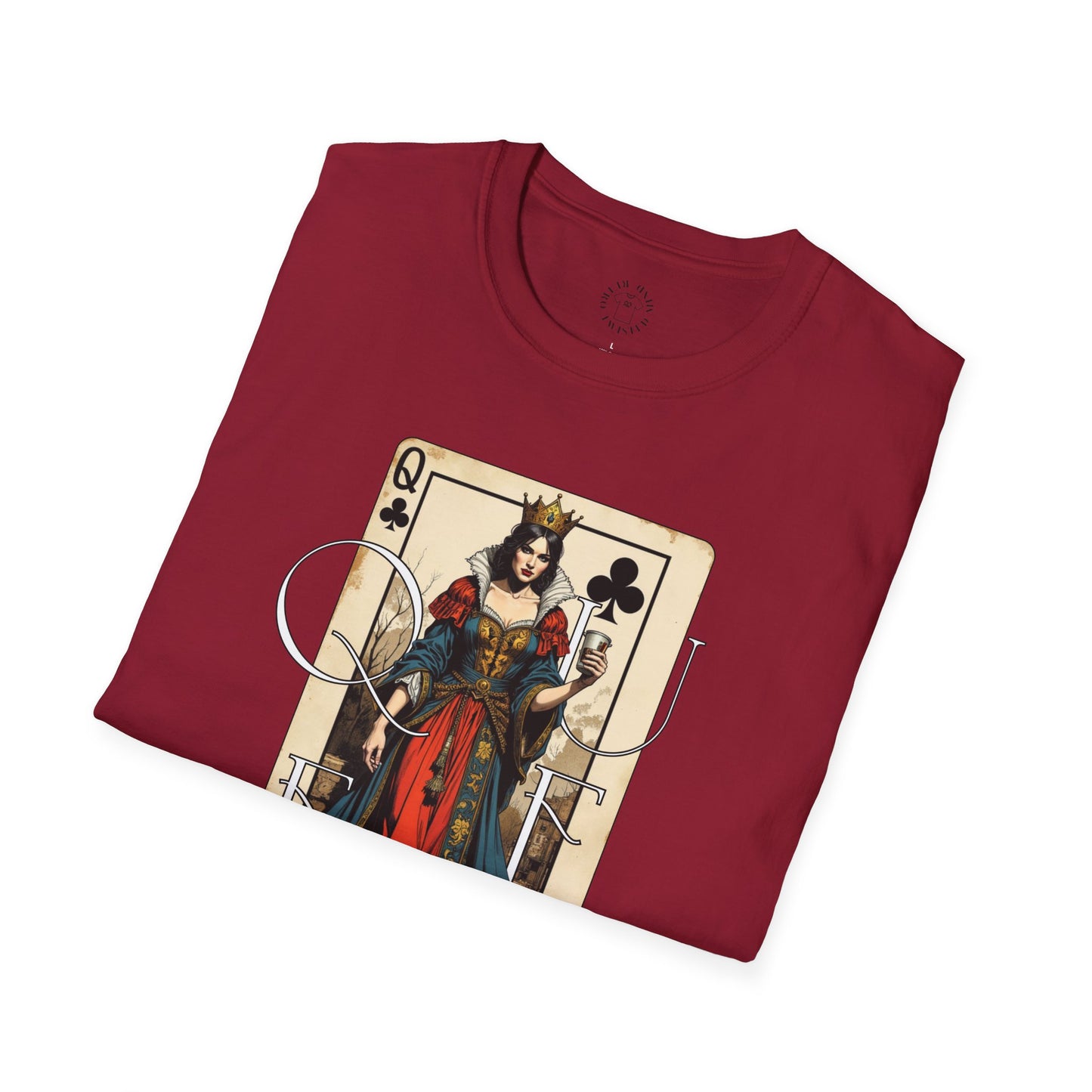 Queen Playing Card Graphic Unisex Softstyle T-Shirt, girl. queen