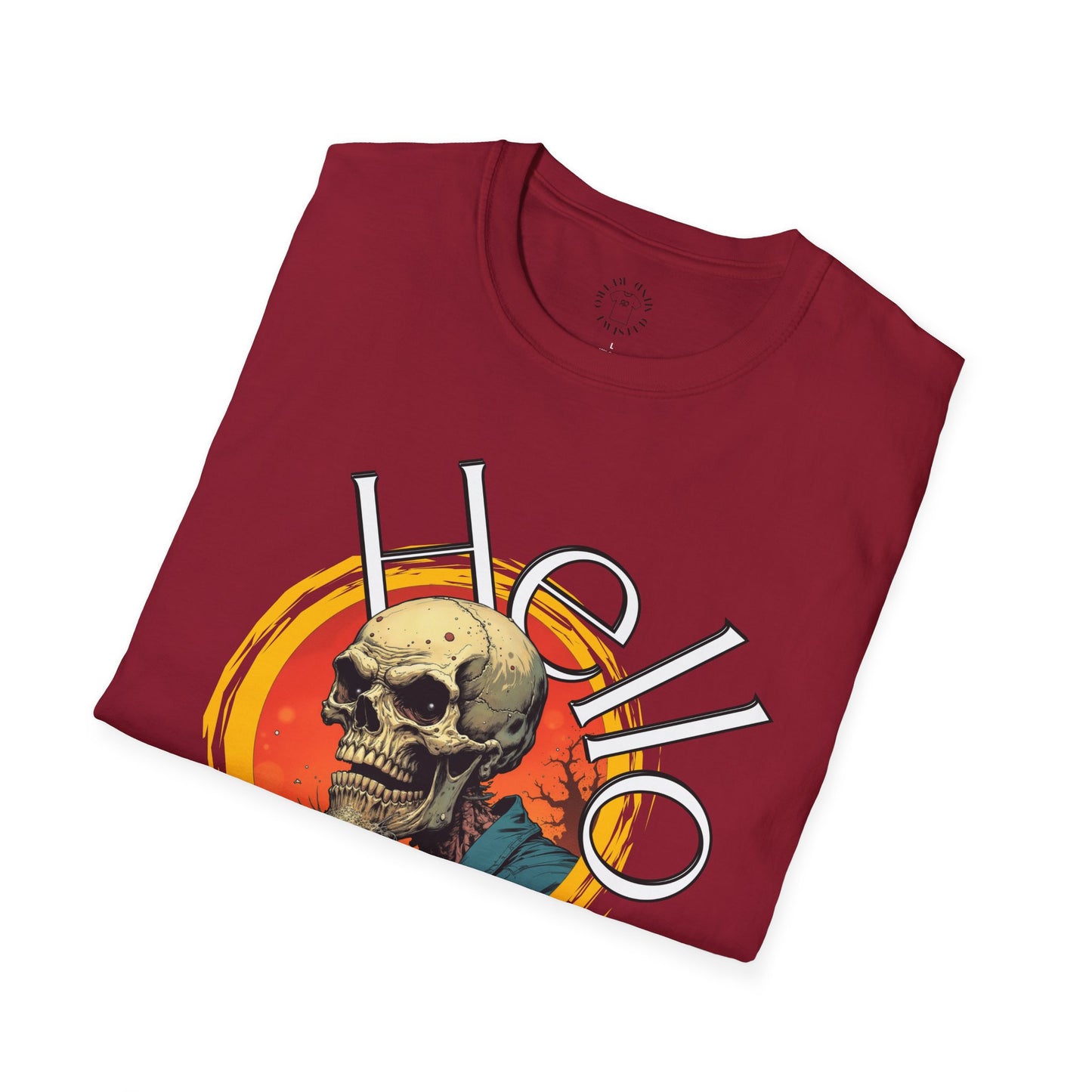 Hello Skull Graphic Unisex Softstyle T-Shirt - Edgy Streetwear Tee,scull