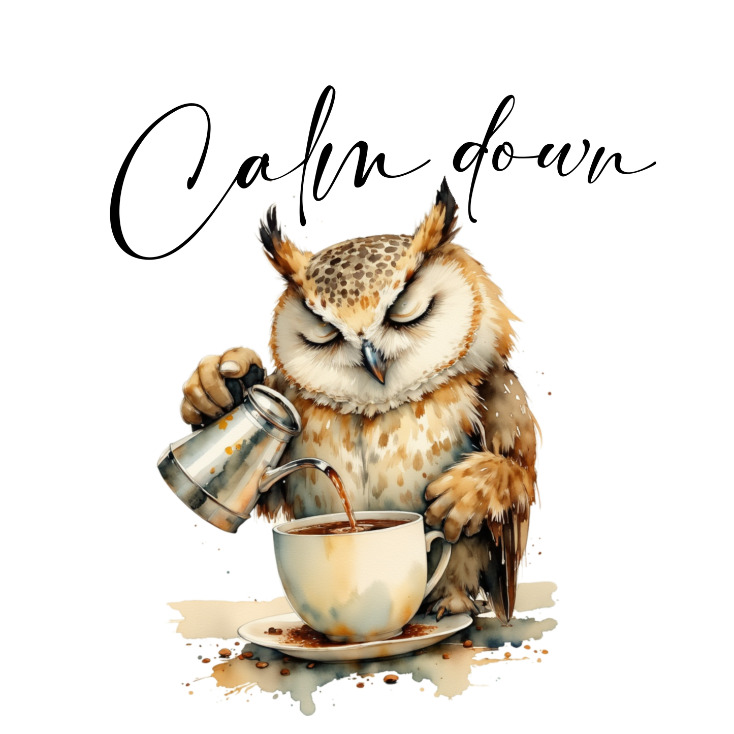 Latte Mug — 'Calm Down' Owl Coffee Mug