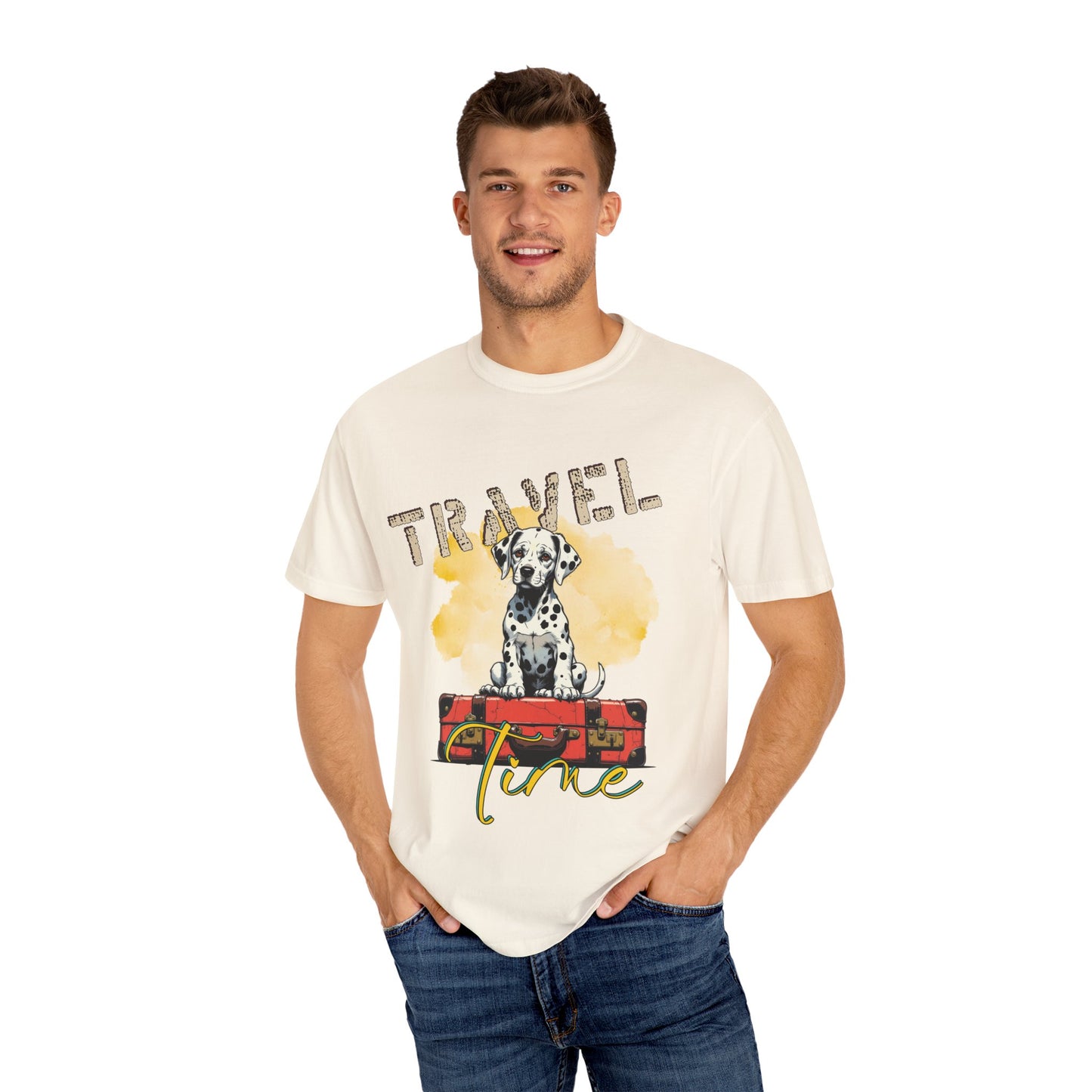 Travel Time Dog T-Shirt, Unisex Graphic Tee, Pet Lover's Gift, Vacation Shirt, Travel Enthusiast Apparel