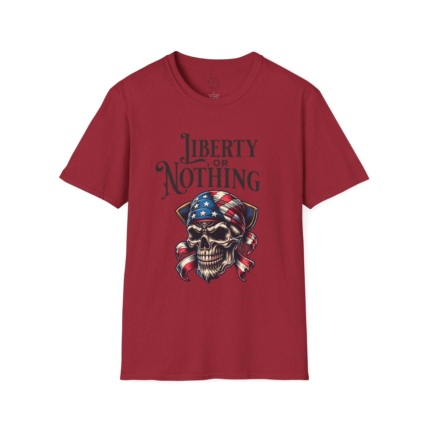 Liberty or Nothing Skull T-Shirt | Unisex Softstyle Tee for Independence Day & Patriotic Celebrations