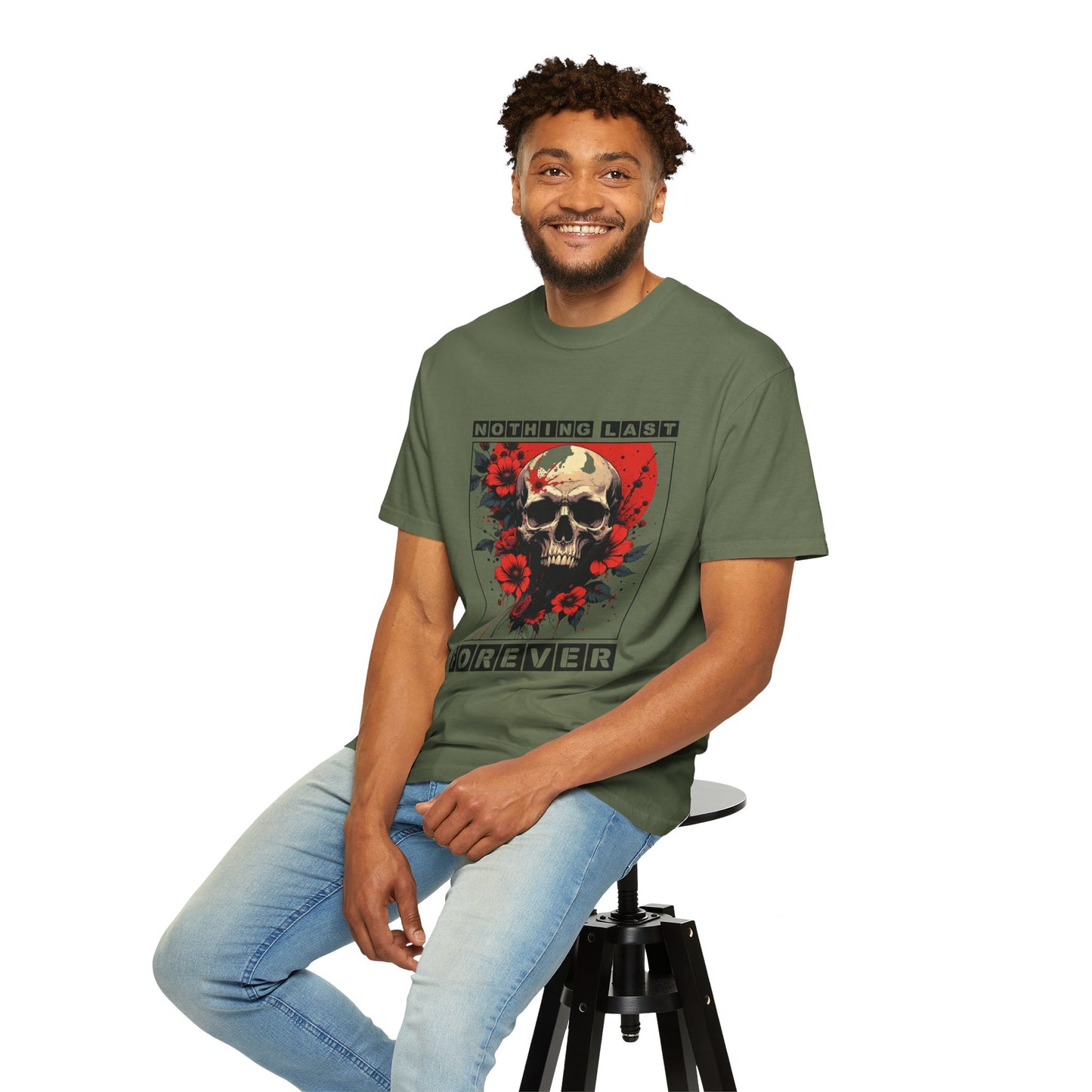 Edgy Skull Graphic T-Shirt - Unique Casual Wear, Unisex Streetwear, Gift for Music Lovers, Halloween Costume, Forever Quote Tee