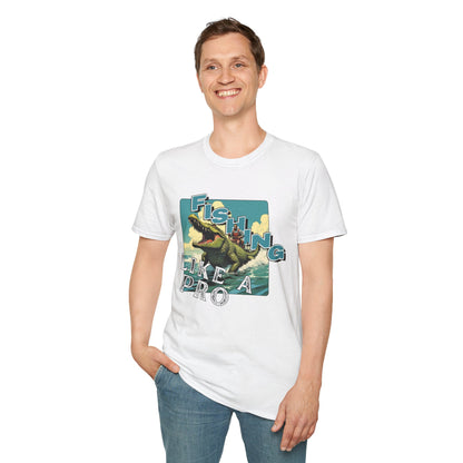 Fishing Like a Pro Unisex Softstyle T-Shirt - Perfect for Anglers & Outdoor Enthusiasts,gator