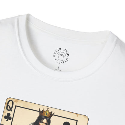 Queen Playing Card Graphic Unisex Softstyle T-Shirt, girl. queen