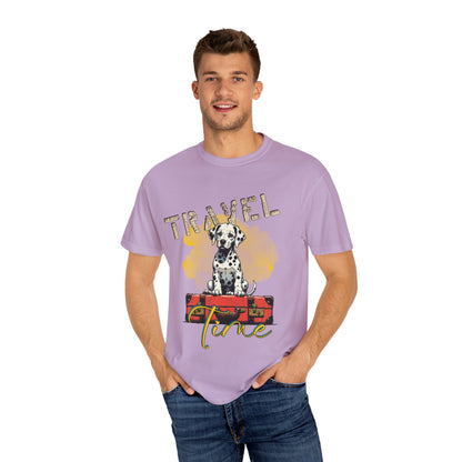 Travel Time Dog T-Shirt, Unisex Graphic Tee, Pet Lover's Gift, Vacation Shirt, Travel Enthusiast Apparel
