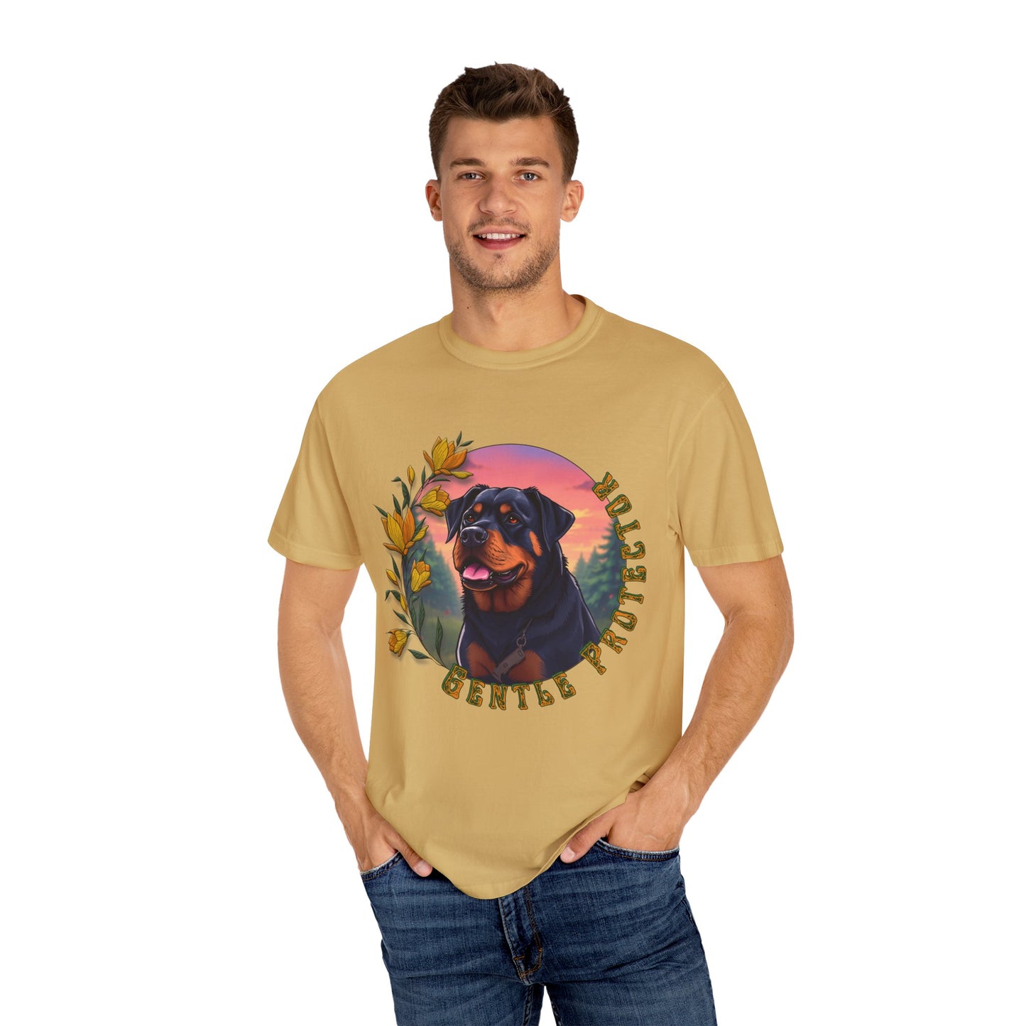 Gentle Protection Unisex Garment-Dyed T-shirt | Dog Lover Gift | Floral Design