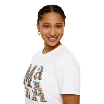 Floral Mama Unisex T-Shirt, Softstyle Tee, Casual Wear, Gift for Mother day,mama