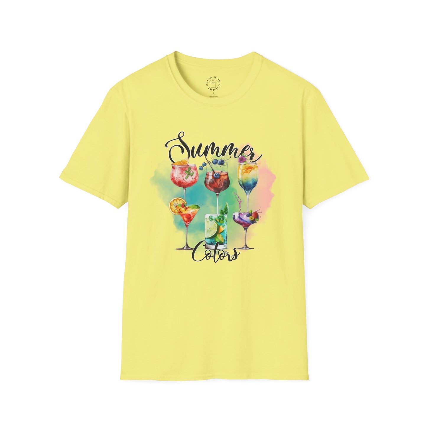 Summer Colors Cocktail T-Shirt, Unisex Tee, Fun Summer Wear, Gift for Cocktails Lovers, Beach Party Shirt, Vacation Top