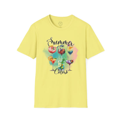 Summer Colors Cocktail T-Shirt, Unisex Tee, Fun Summer Wear, Gift for Cocktails Lovers, Beach Party Shirt, Vacation Top