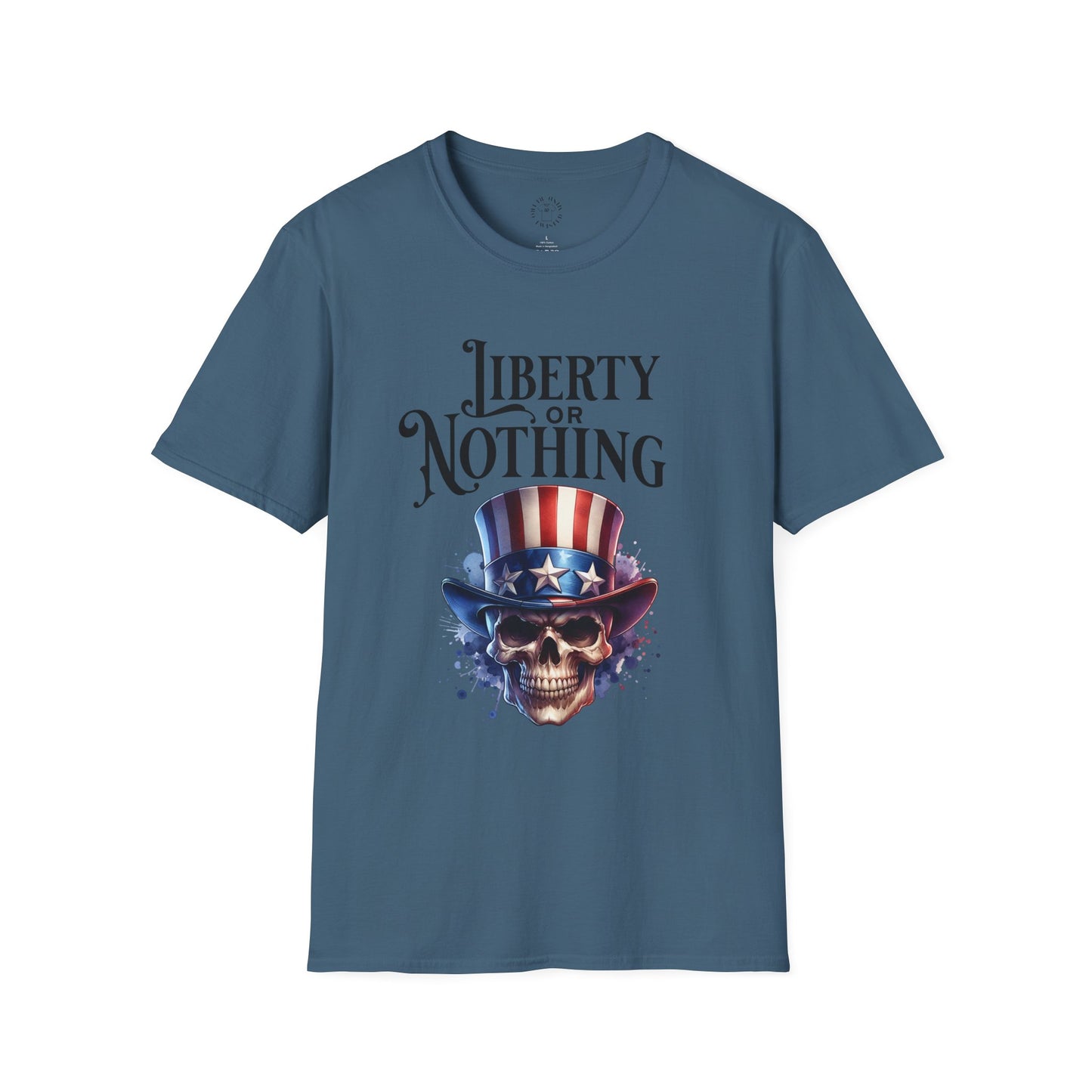 Liberty or Nothing Skull T-Shirt | Unisex Softstyle Tee for Independence Day & Patriotic Celebrations