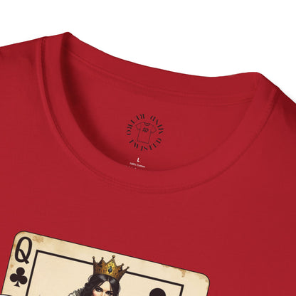 Queen Playing Card Graphic Unisex Softstyle T-Shirt, girl. queen