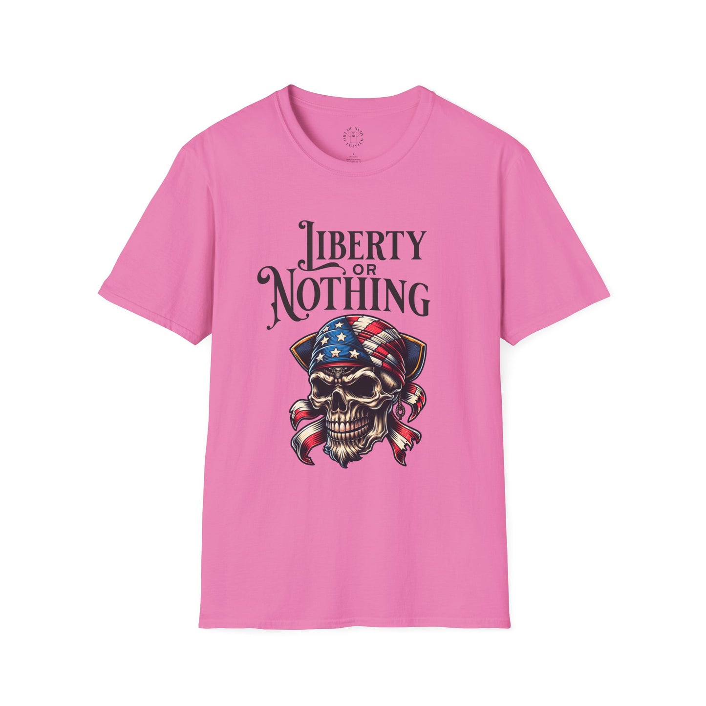 Liberty or Nothing Skull T-Shirt | Unisex Softstyle Tee for Independence Day & Patriotic Celebrations