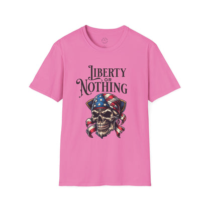 Liberty or Nothing Skull T-Shirt | Unisex Softstyle Tee for Independence Day & Patriotic Celebrations