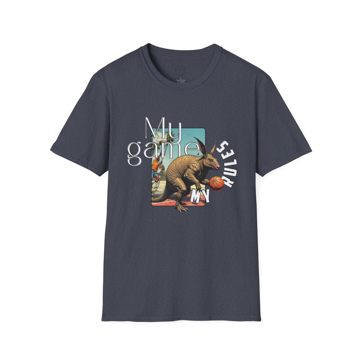 Retro Dinosaur Basketball T-Shirt - Fun Graphic Tee for Sport Enthusiasts, armadillo