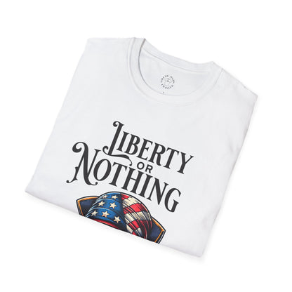 Liberty or Nothing Skull T-Shirt | Unisex Softstyle Tee for Independence Day & Patriotic Celebrations