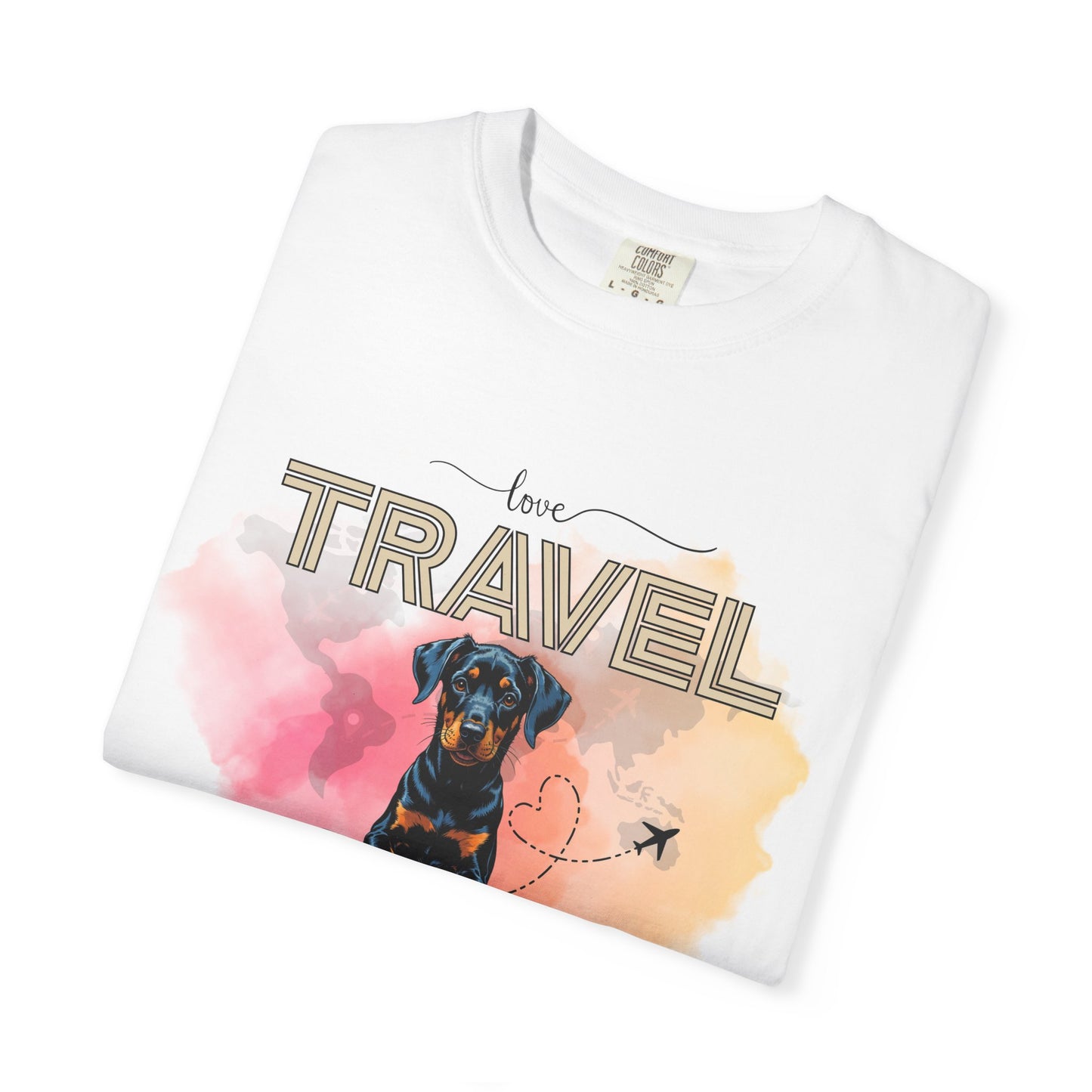 Love Travel Time Dog T-Shirt - Unisex Garment-Dyed Tee for Travel Lovers