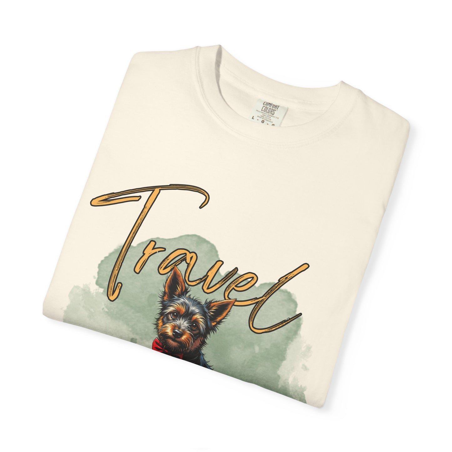 Travel Time Unisex Garment-Dyed T-Shirt with Dog Design