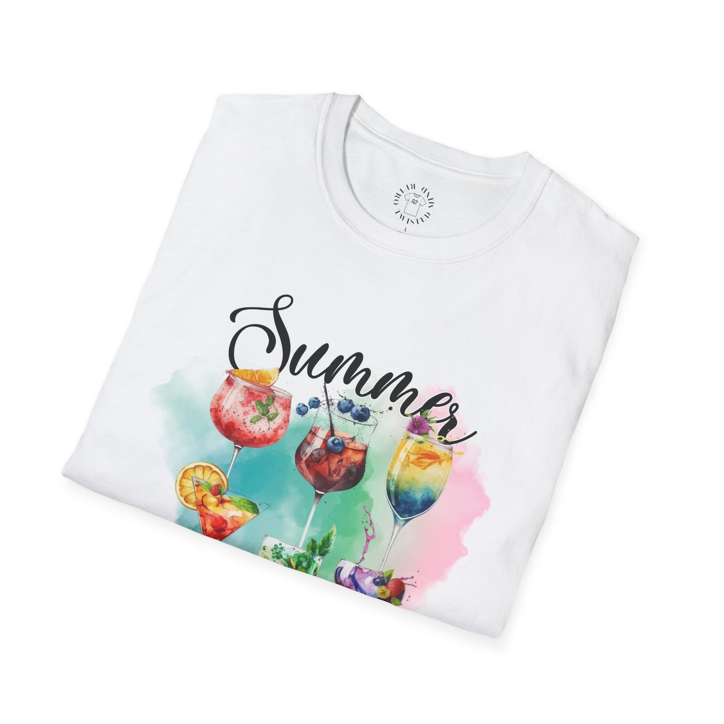 Summer Colors Cocktail T-Shirt, Unisex Tee, Fun Summer Wear, Gift for Cocktails Lovers, Beach Party Shirt, Vacation Top
