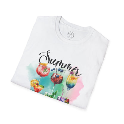 Summer Colors Cocktail T-Shirt, Unisex Tee, Fun Summer Wear, Gift for Cocktails Lovers, Beach Party Shirt, Vacation Top