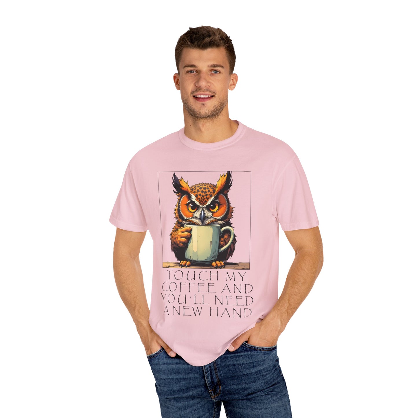 Coffee Owl T‑Shirt - "Touch My Coffee and You'll Need a New Hand" Graphic Tee