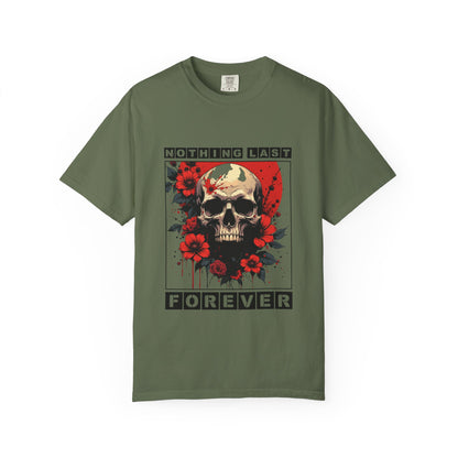 Edgy Skull Graphic T-Shirt - Unique Casual Wear, Unisex Streetwear, Gift for Music Lovers, Halloween Costume, Forever Quote Tee