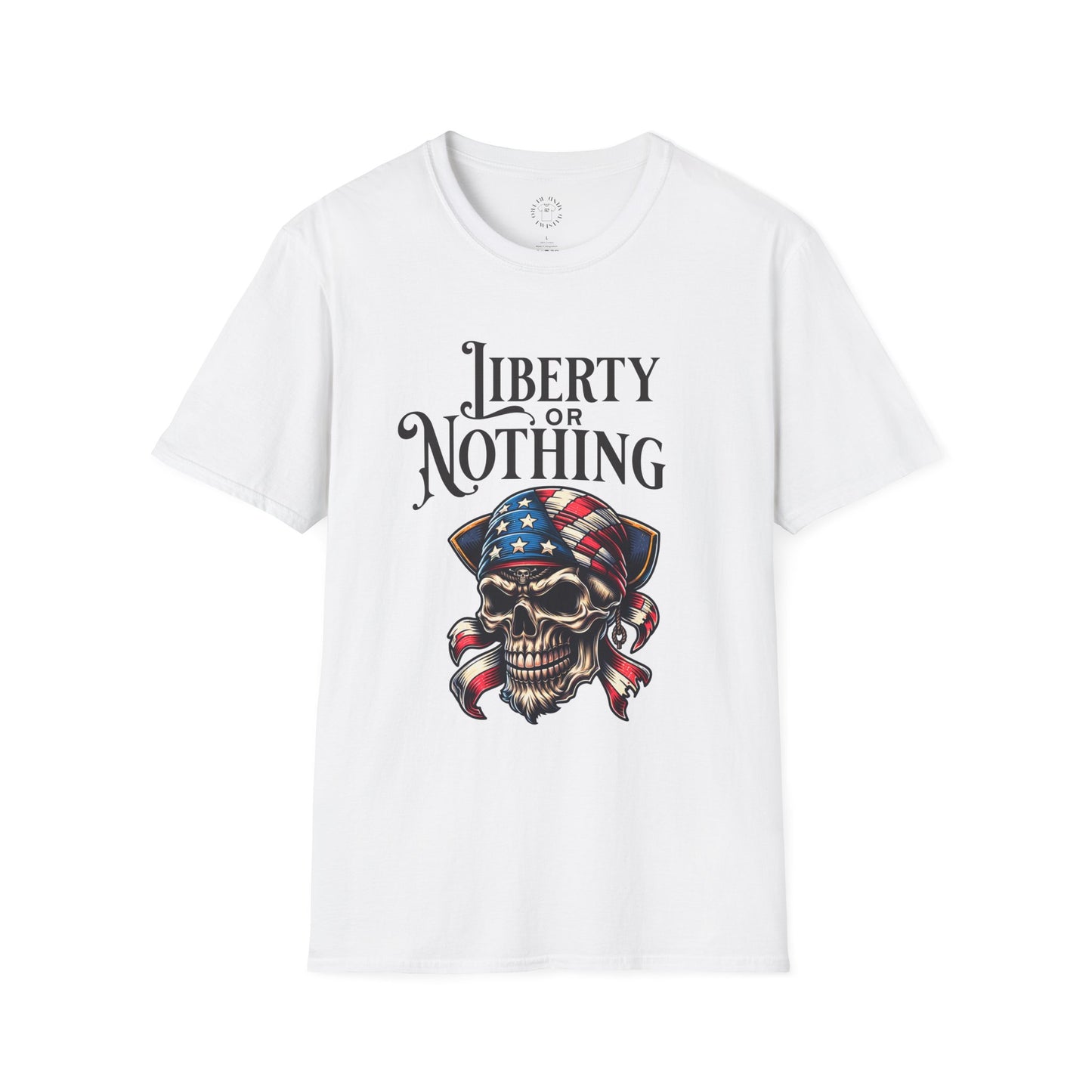 Liberty or Nothing Skull T-Shirt | Unisex Softstyle Tee for Independence Day & Patriotic Celebrations