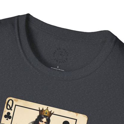 Queen Playing Card Graphic Unisex Softstyle T-Shirt, girl. queen