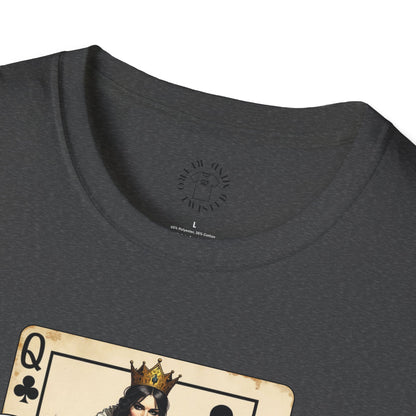 Queen Playing Card Graphic Unisex Softstyle T-Shirt, girl. queen