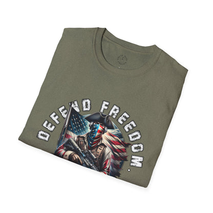 Defend Freedom Unisex Softstyle T-Shirt - Patriotic Graphic Tee