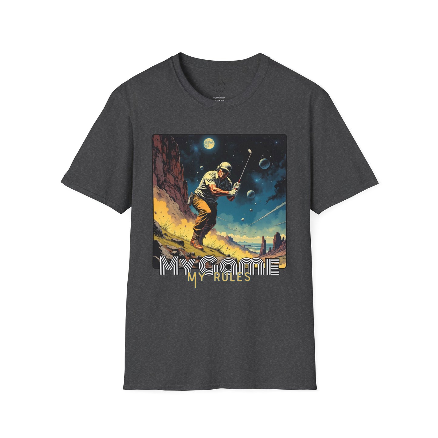 My Game, My Rules Unisex Softstyle T-Shirt - Retro Space Design, golf ,sport