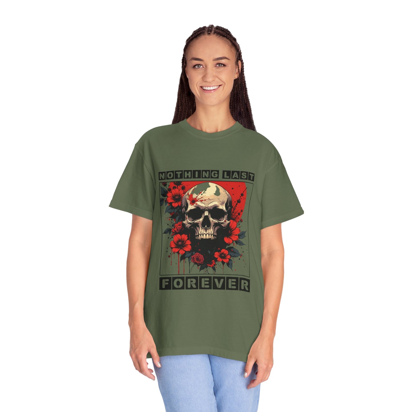Edgy Skull Graphic T-Shirt - Unique Casual Wear, Unisex Streetwear, Gift for Music Lovers, Halloween Costume, Forever Quote Tee