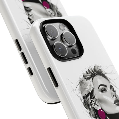 Phone Case — Chic Portrait with Pink Earrings (Stylish Protective Tough Case)