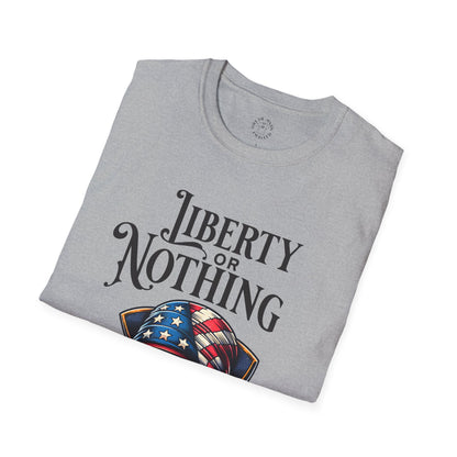 Liberty or Nothing Skull T-Shirt | Unisex Softstyle Tee for Independence Day & Patriotic Celebrations
