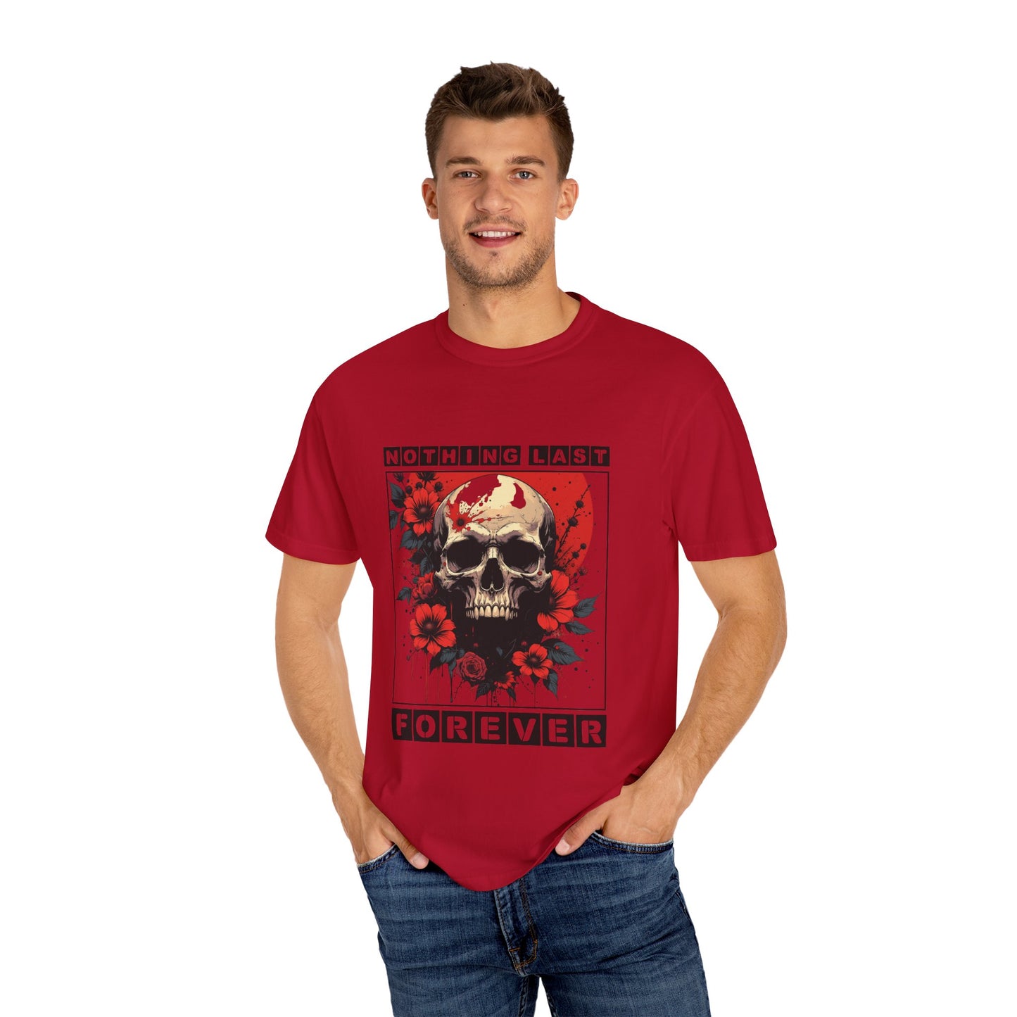 Edgy Skull Graphic T-Shirt - Unique Casual Wear, Unisex Streetwear, Gift for Music Lovers, Halloween Costume, Forever Quote Tee