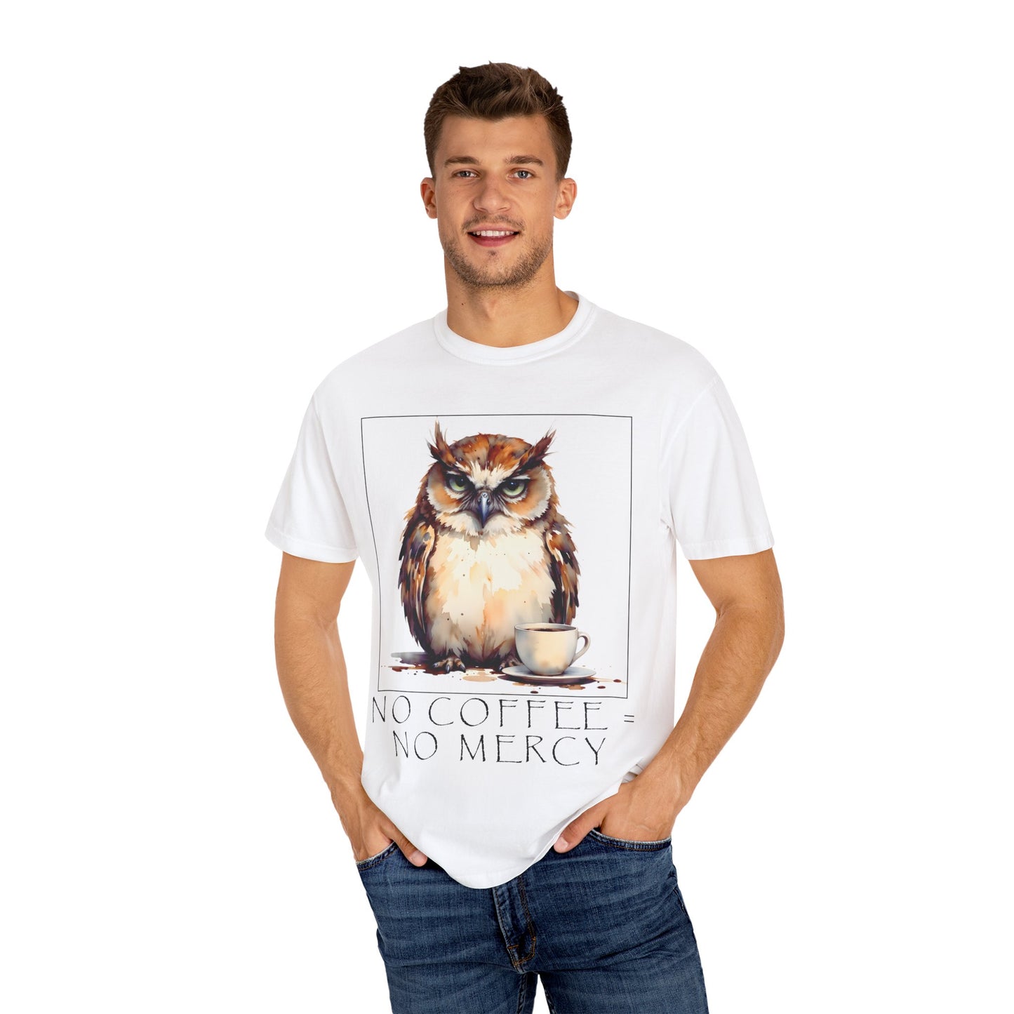Owl Coffee T‑Shirt — "No Coffee No Mercy" Graphic Tee