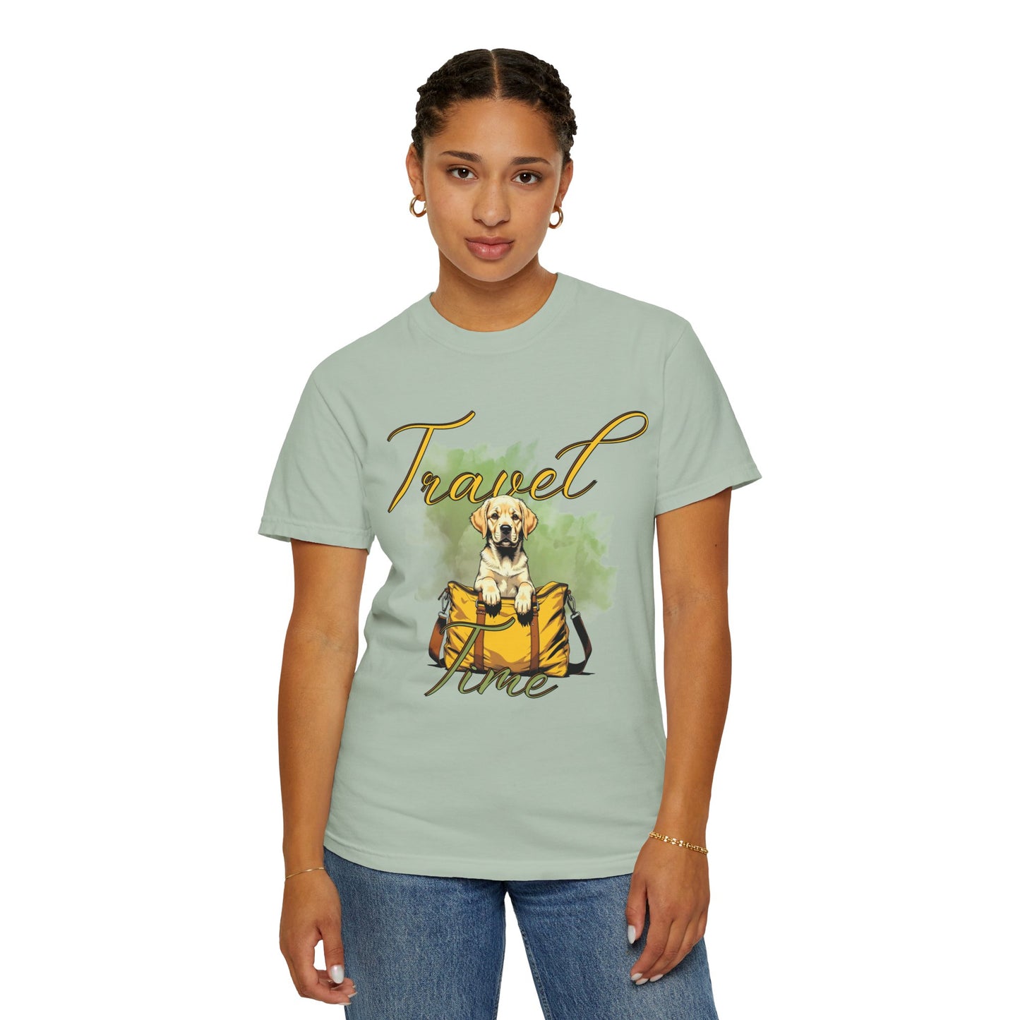 Travel Time Dog T-Shirt - Unisex Garment-Dyed Tee for Pet Lovers