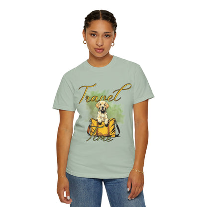 Travel Time Dog T-Shirt - Unisex Garment-Dyed Tee for Pet Lovers