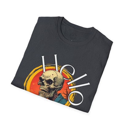 Hello Skull Graphic Unisex Softstyle T-Shirt - Edgy Streetwear Tee,scull