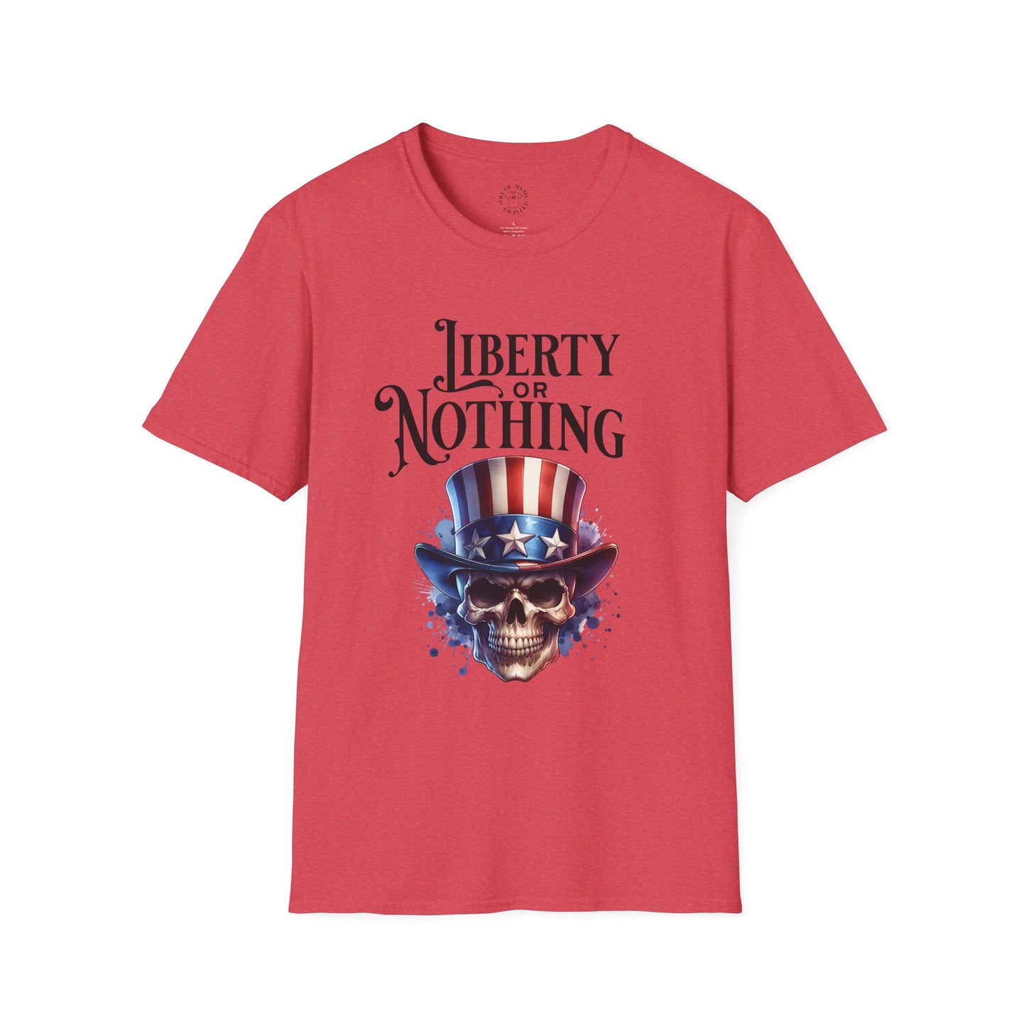 Liberty or Nothing Skull T-Shirt | Unisex Softstyle Tee for Independence Day & Patriotic Celebrations