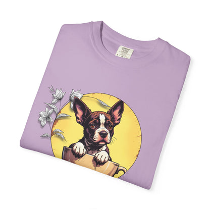 Coffee Pup Unisex Garment-Dyed T-shirt - Cute Dog Lovers Tee