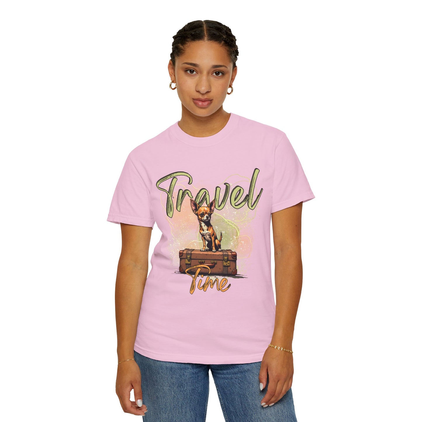 Travel Time Unisex Garment-Dyed T-Shirt - Cute Dog Design for Animal Lovers