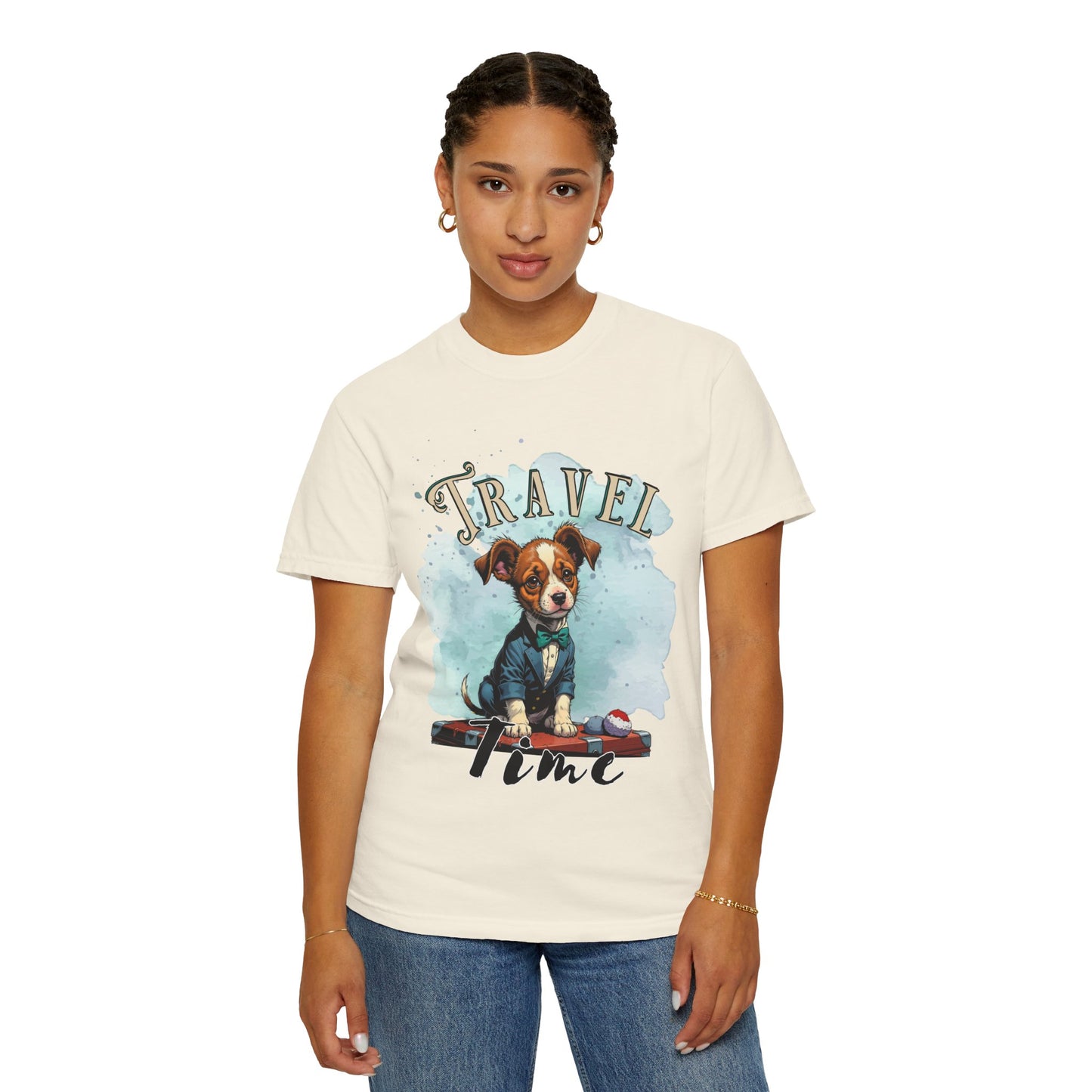 Travel Time Dog Graphic Unisex T-Shirt - Perfect for Pet Lovers and Travel Enthusiasts