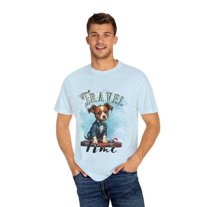 Travel Time Dog Graphic Unisex T-Shirt - Perfect for Pet Lovers and Travel Enthusiasts