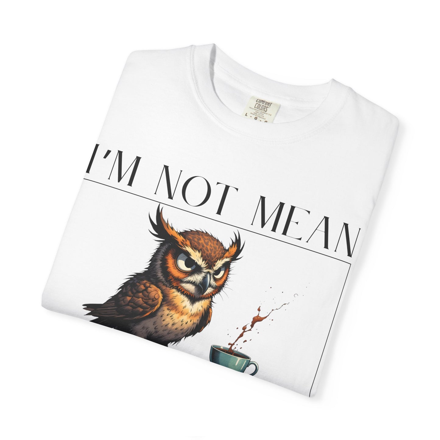 I'm Not Mean Owl T-Shirt — Funny Coffee Owl Tee for Coffee Lovers
