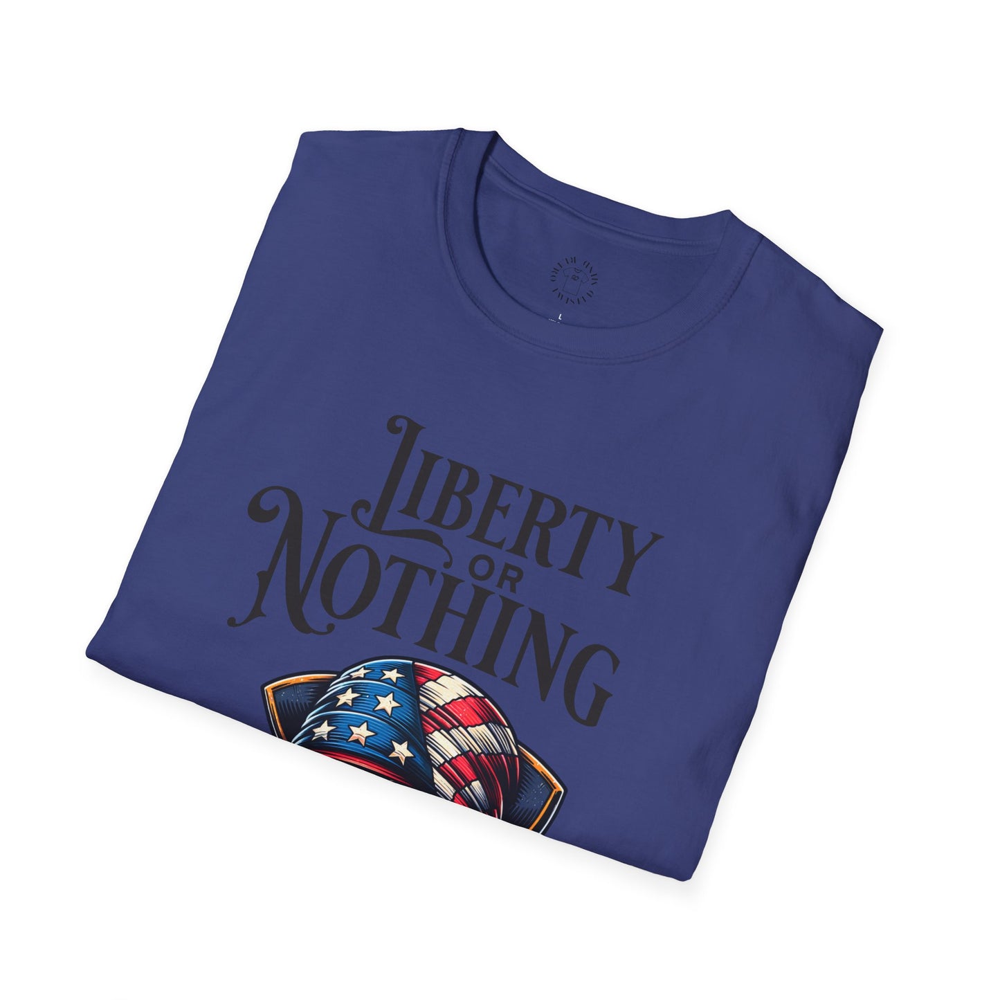 Liberty or Nothing Skull T-Shirt | Unisex Softstyle Tee for Independence Day & Patriotic Celebrations