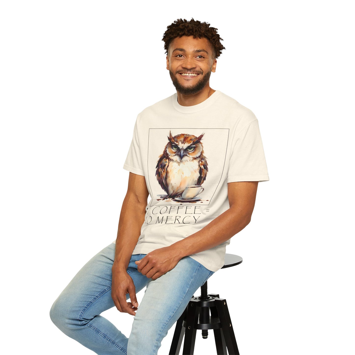 Owl Coffee T‑Shirt — "No Coffee No Mercy" Graphic Tee