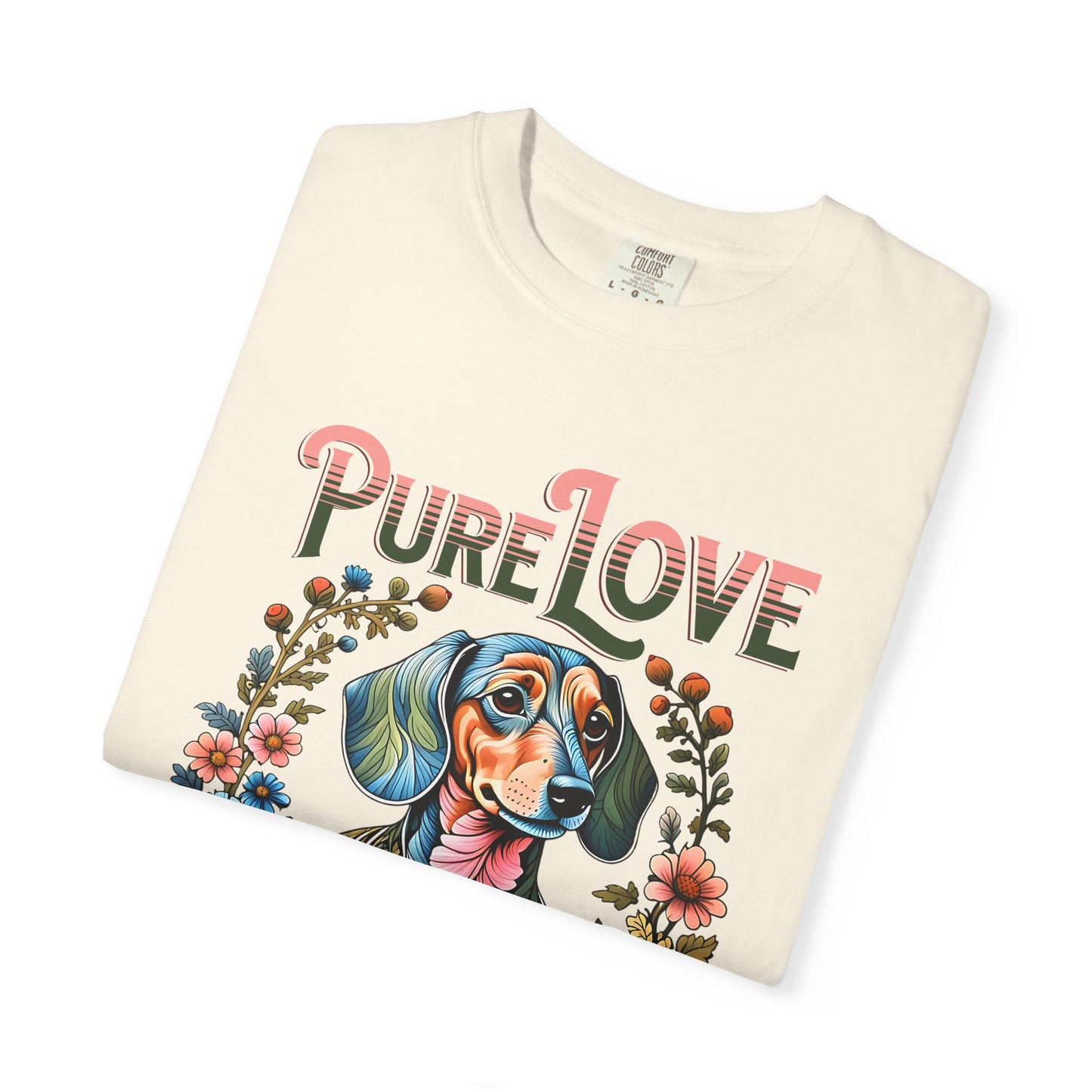 Pure Love Dog Art Unisex T-Shirt - Flower Design for Animal Lovers