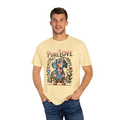 Pure Love Dog Art Unisex T-Shirt - Flower Design for Animal Lovers