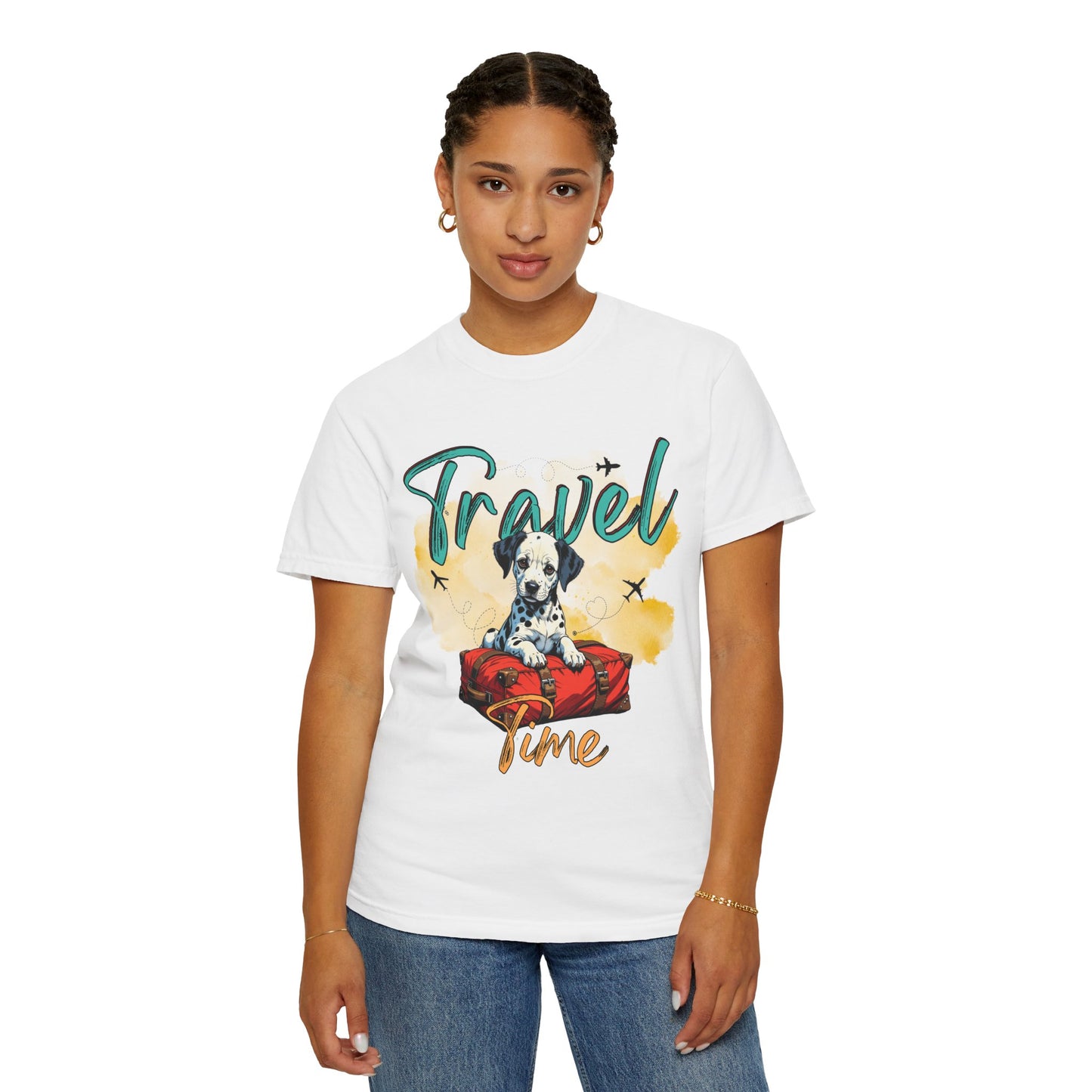 Travel Time Dog Graphic Unisex T-Shirt
