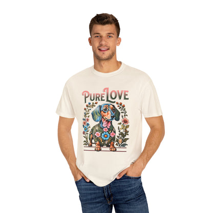 Pure Love Dog Art Unisex T-Shirt - Flower Design for Animal Lovers